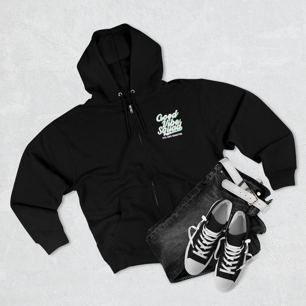 Chill Aqua/Purple Front Print Unisex Premium Full Zip Hoodie